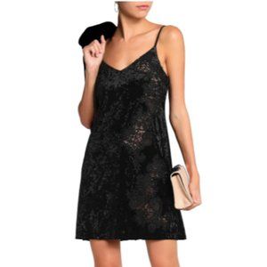 Bailey 44 lace-paneled crushed-velvet mini dress